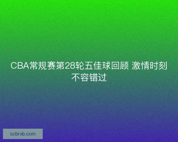 CBA常规赛第28轮五佳球回顾 激情时刻不容错过