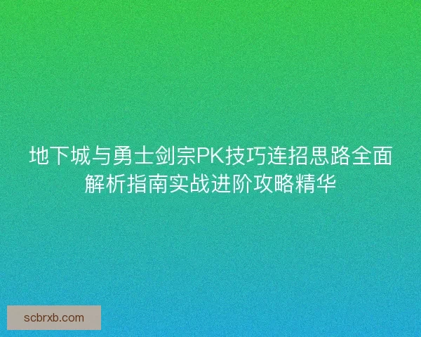 地下城与勇士剑宗PK技巧连招思路全面解析指南实战进阶攻略精华